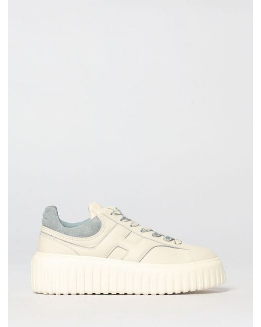 Hogan Natural H-Stripes Hammered Leather Sneakers