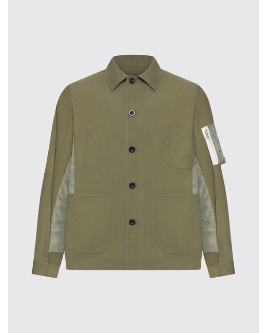 Sacai Green Cotton Overshirt for men