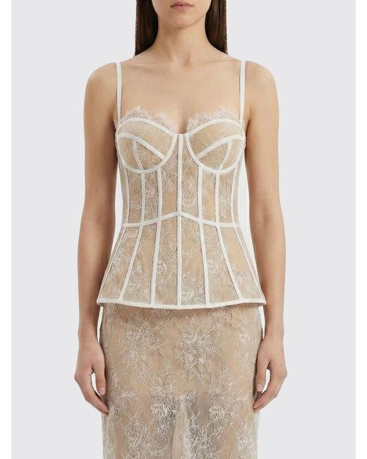 GIUSEPPE DI MORABITO Natural Lace Bustier Top