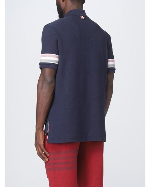 Thom Browne Blue Polo Shirt In Cotton for men