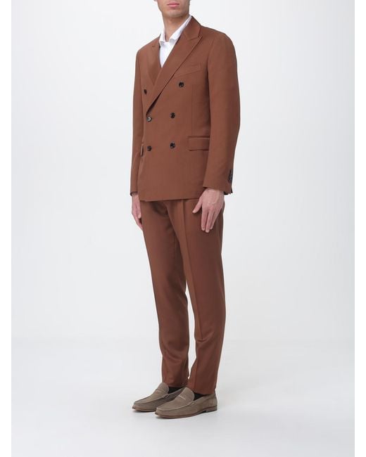 Lardini Brown Wool Double-Breasted Dress for men