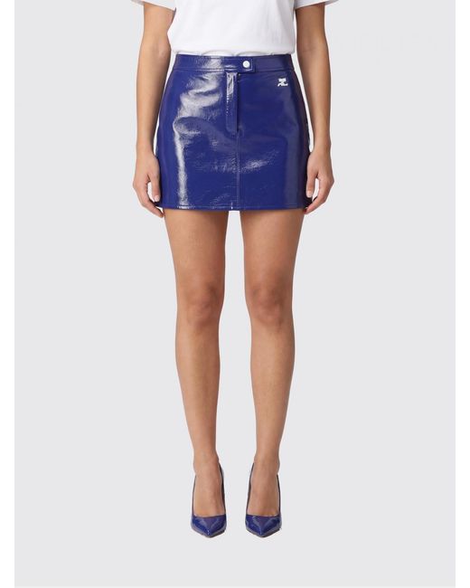 Courreges Blue CourrÈ Ges Coated Cotton Mini Skirt