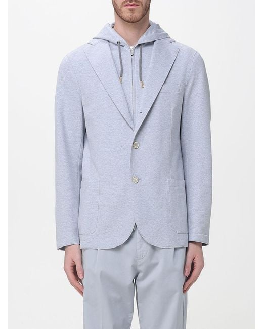 Eleventy Blue Single-Breasted Piqué Jersey Blazer for men