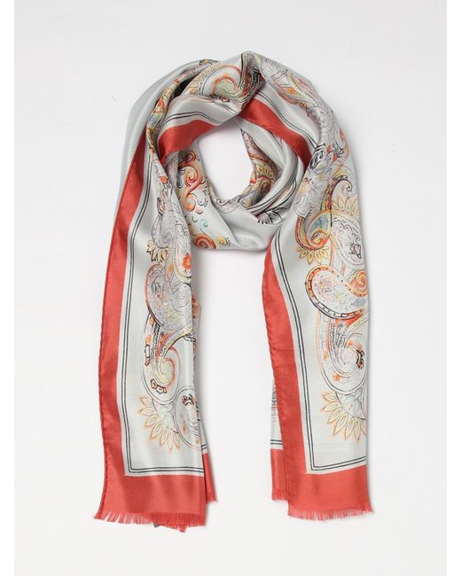 Etro Gray Printed Silk Foulard