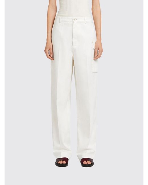 Marni White Cotton Cargo Trousers