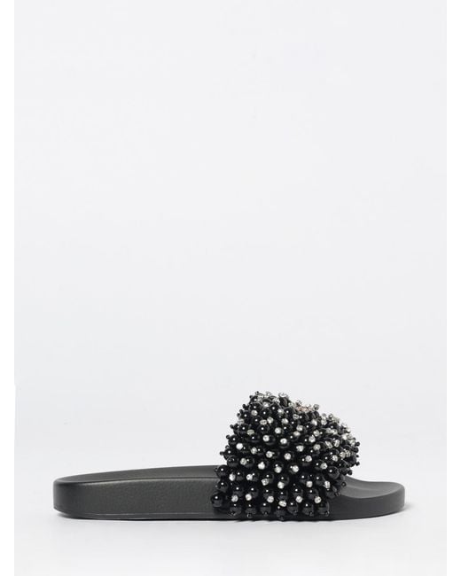 Kurt Geiger White Meena Eagle Rubber Sliders With Synthetic Beads And Rhinestones