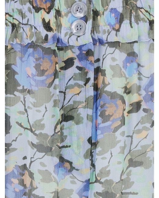 Semicouture Blue Athena Floral Print High-Waisted Palazzo Trousers
