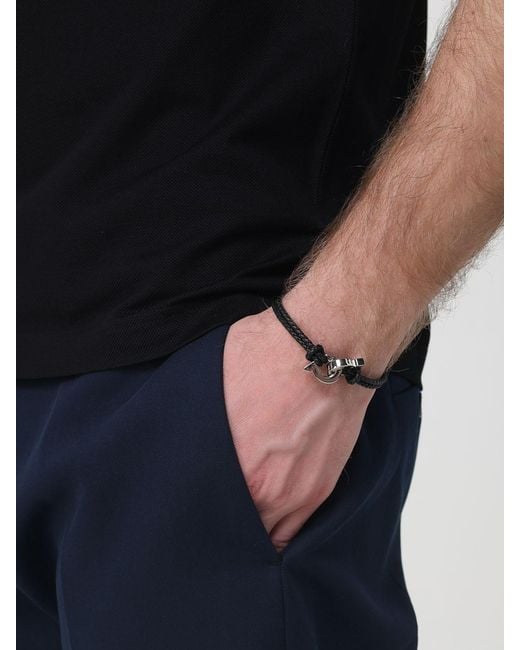 Ferragamo Gray Gancini Brass And Braided Leather Bracelet for men
