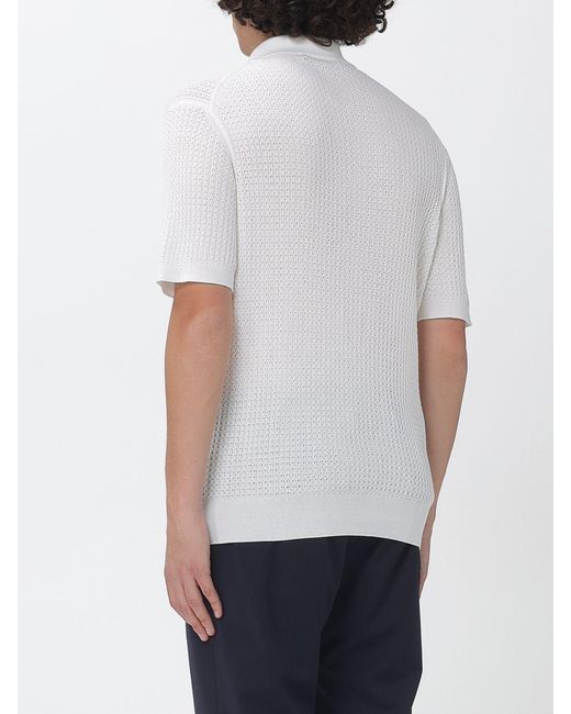 Corneliani White Cotton Knit Polo Shirt for men