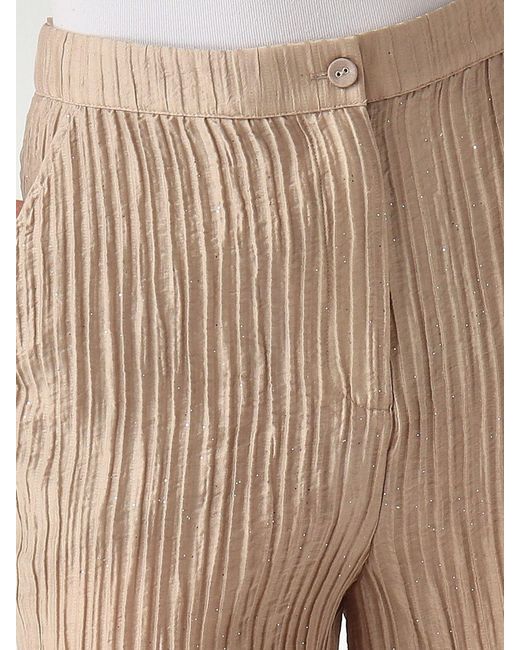 Emporio Armani Natural Pleated Lyocell Blend Palazzo Pants