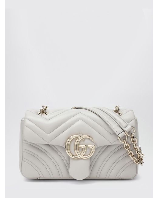 Gucci Gray Gg Marmont Chevron Quilted Nappa Bag