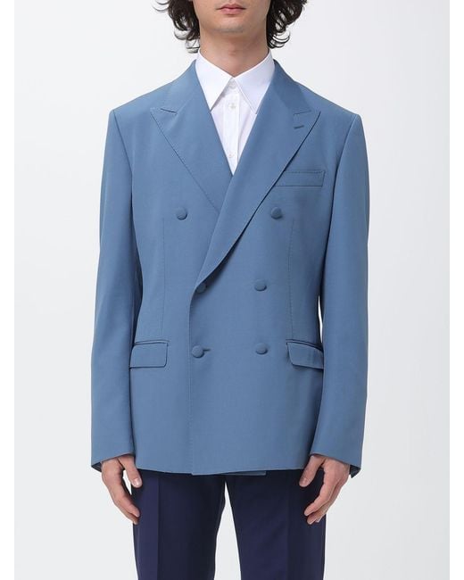 Dolce & Gabbana Blue Dolce &Amp Gabbana Double Breasted Virgin Wool Blazer for men