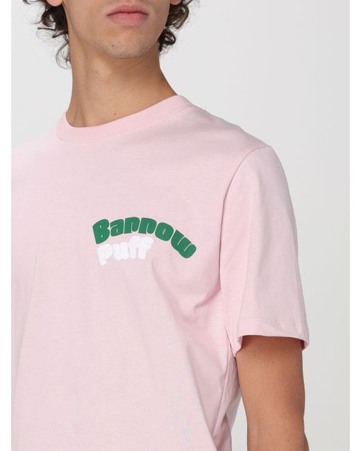 T-shirt in cotone con stampa e strass di Barrow in Pink da Uomo