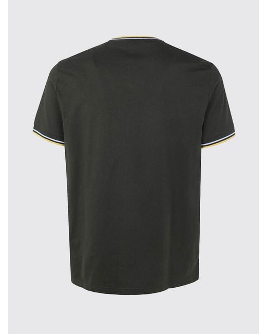Fred Perry Black Cotton T-Shirt With Logo for men
