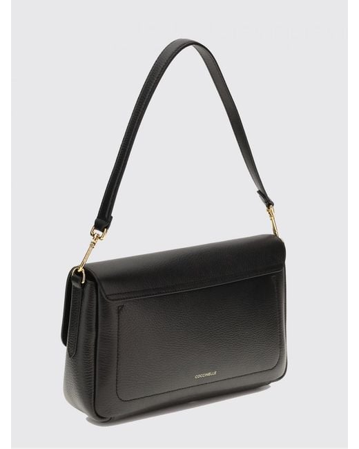 Coccinelle Black C-Me Lock Medium Grained Leather Bag