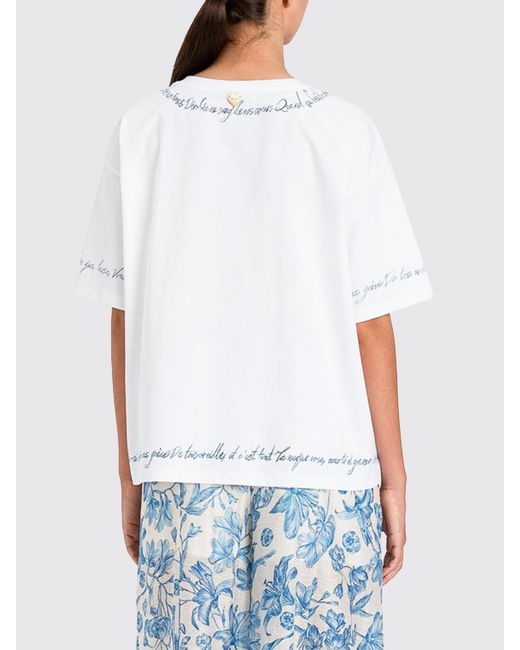 Twinset White Cotton Blend T-Shirt With Slogan