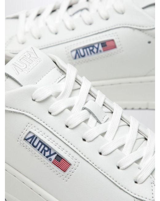 Autry White Dallas Low Bicolor Smooth Calfskin Sneakers With Logo for men
