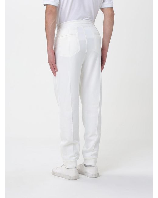 Brunello Cucinelli White Cotton Blend Jogging Trousers for men
