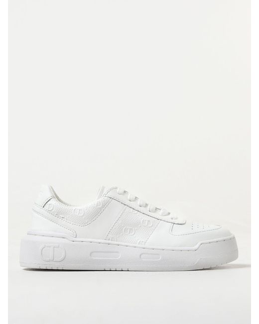 Sneakers in pelle con logo di Twin Set in White