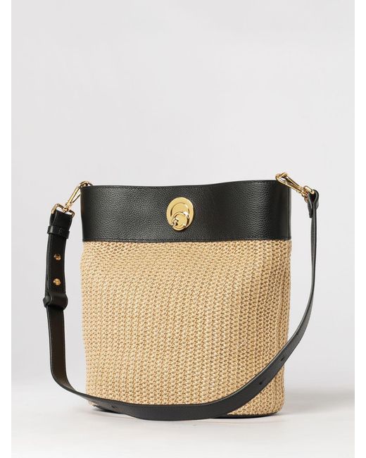 Coccinelle Natural Nikla Raffia And Leather Bag