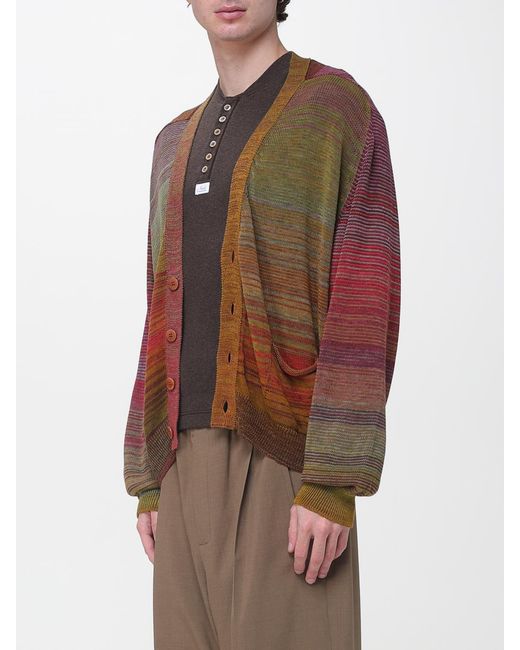 Magliano Brown Striped Cotton Cardigan With Logo for men