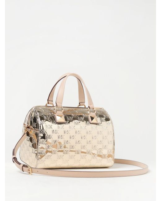 Michael Kors Natural Grayson Patent Leather Bag With All-over Mk Monogram