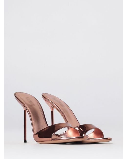 Paris Texas Pink Lidia Laminated Leather Mules