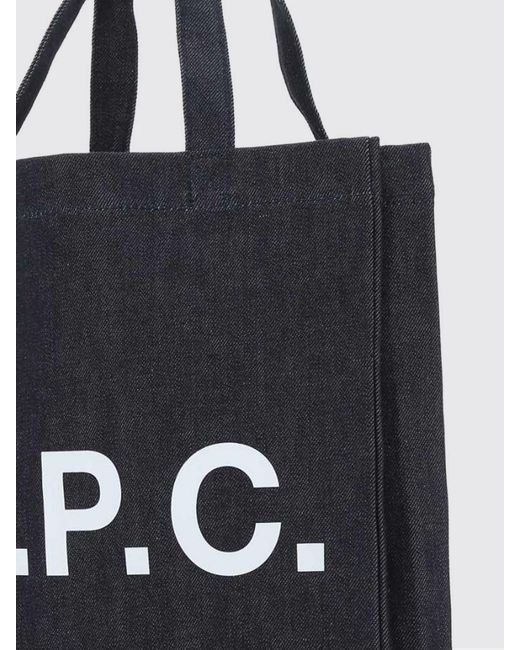 A.P.C. Black Denim Tote Bag With Flat Fabric Handles for men
