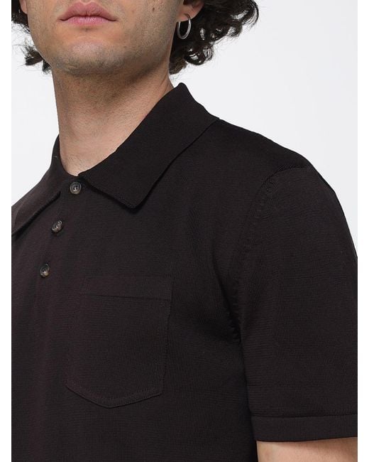 A.P.C. Black Cotton Knit Polo for men