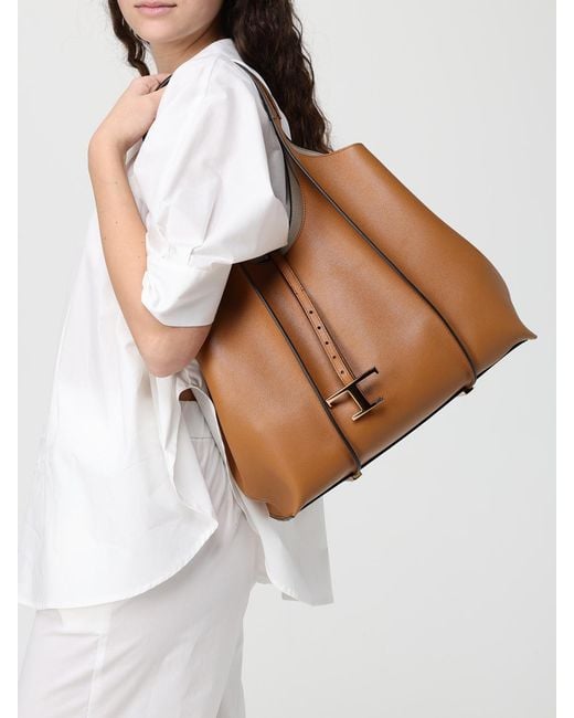 Tod's Brown T Timeless Mini Grained Leather Bag