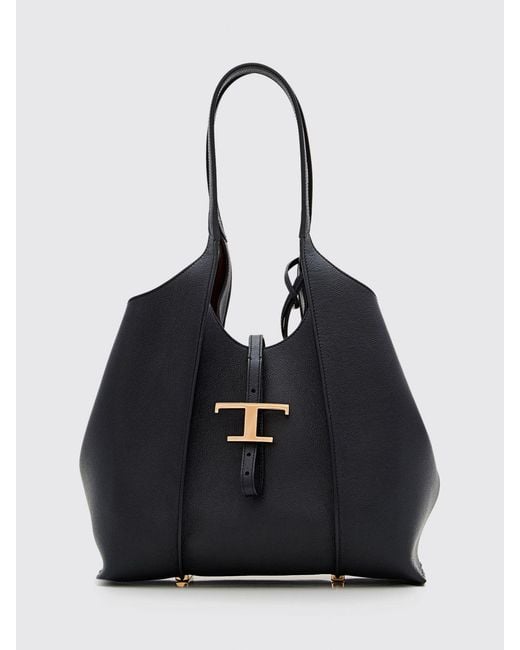 Tod's Black T Timeless Small Leather Shopping Bag