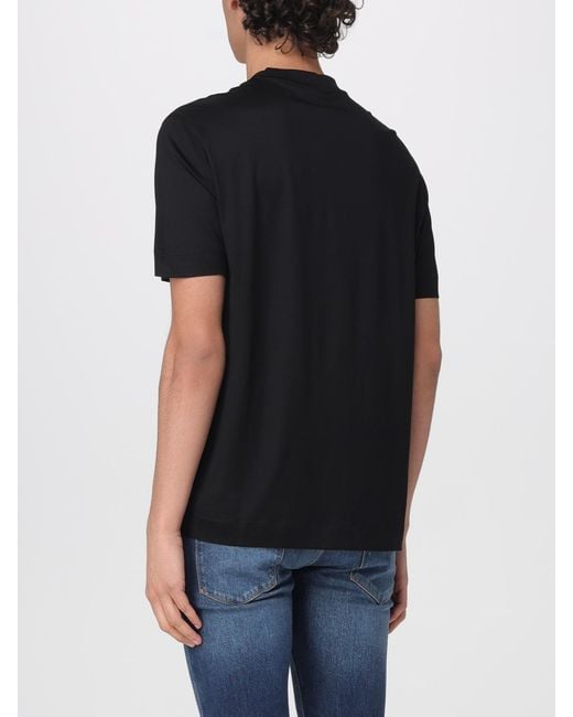 Emporio Armani Black Love Cotton T-Shirt With Rhinestones for men