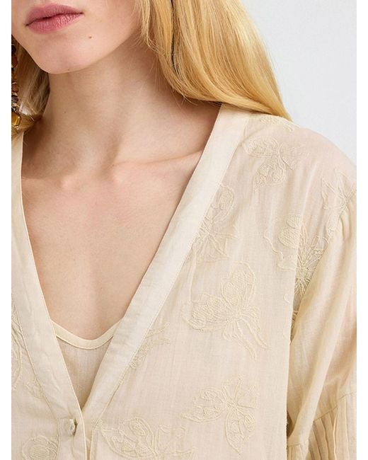 Momoní Natural MomonÌ Long-Sleeved Cotton Voile Midi Shirtdress
