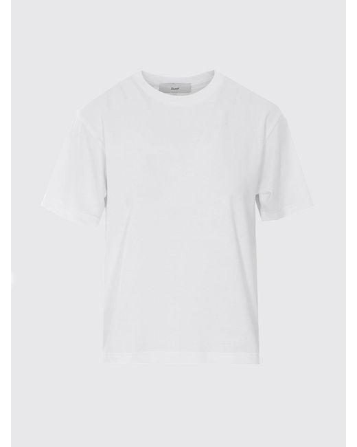 DUNST White Cotton Crew-Neck T-Shirt With Dropped Shoulders And Short Sleeves