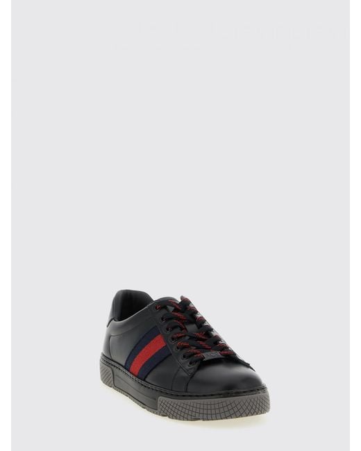 Gucci Black Ace Leather Sneakers for men