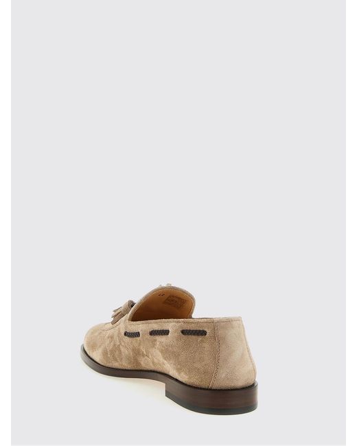 Brunello Cucinelli Brown Suede Loafers With Tassels for men