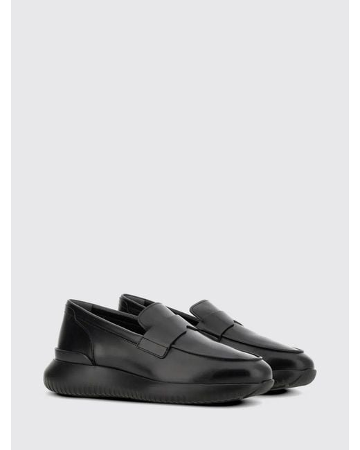 Hogan Black Cube Leather Loafers for men