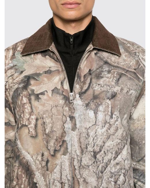 Represent Gray Cotton Jacket With Camouflage Print for men