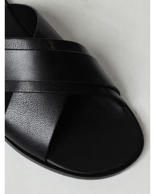 Sandalo in pelle con logo di Tom Ford in Black da Uomo