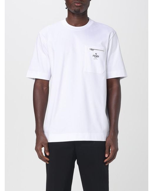 Fendi White T-Shirt With Pocket for men