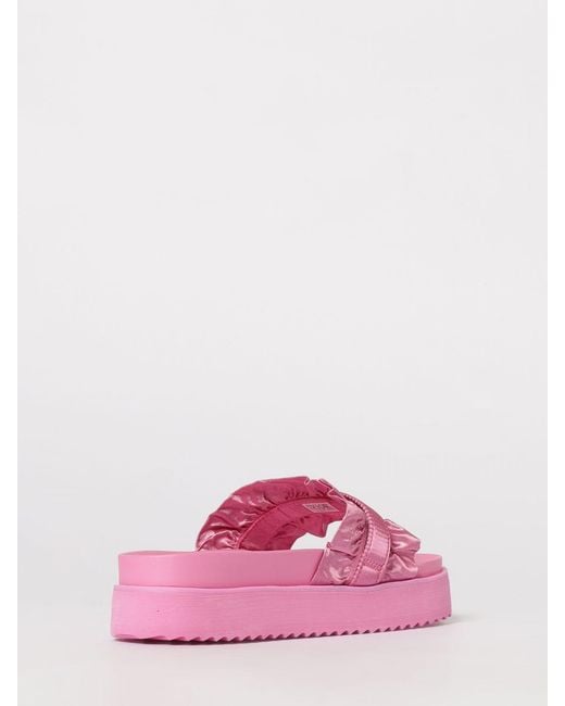 Versace Jeans Couture Pink Ruched Fabric Sliders