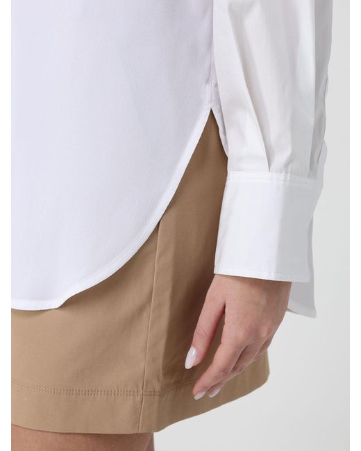 Pinko White Poplin And Crepe Shirt