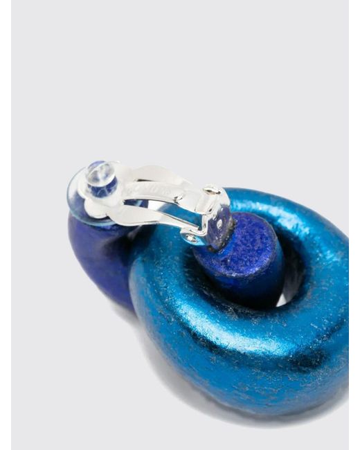Monies Blue Bicolor Acacia Wood Pendant Clip-On Earrings