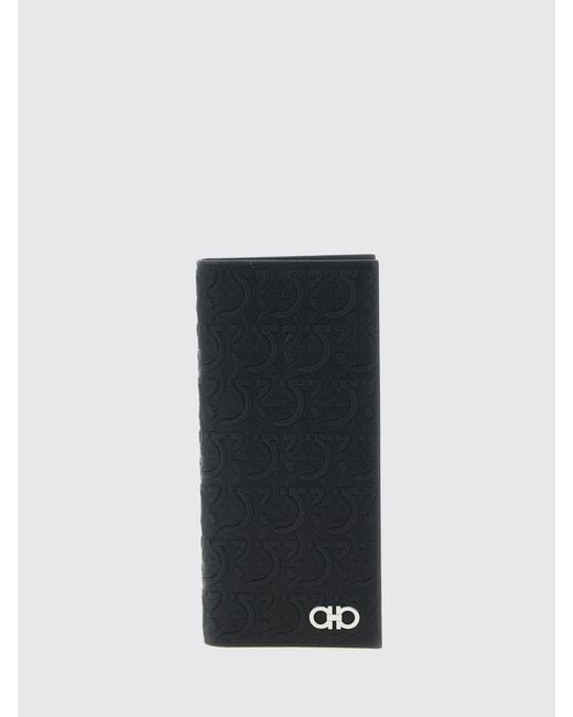 Ferragamo White Gancini Grained Calf Leather Wallet for men