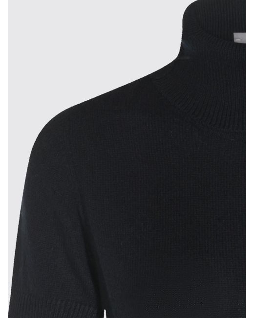 Jersey De Cuello Alto Slim Fit De Cachemira De Manga Corta Allude de color Black