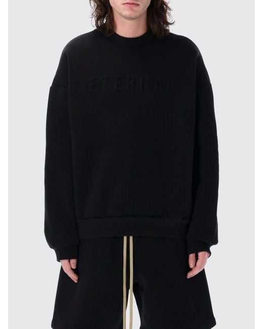 Felpa A Girocollo Con Logo di Fear Of God in Black da Uomo