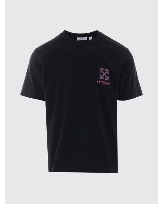 Off-White c/o Virgil Abloh Black Crewneck Cotton T-Shirt With Contrast Arrow Logo for men