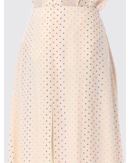 Valentino Garavani Natural Vlogo Signature Print Silk Midi Pencil Skirt