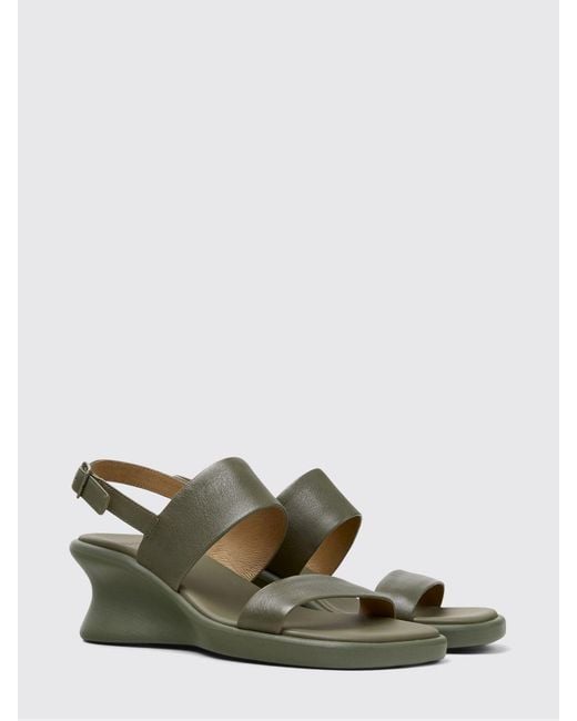 Camper Green Louise Leather Wedge Sandal