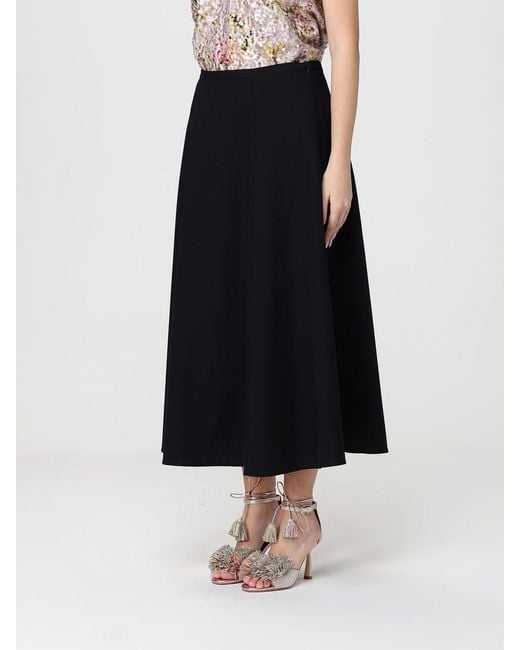 Alberta Ferretti Black Wool Blend Midi Skirt